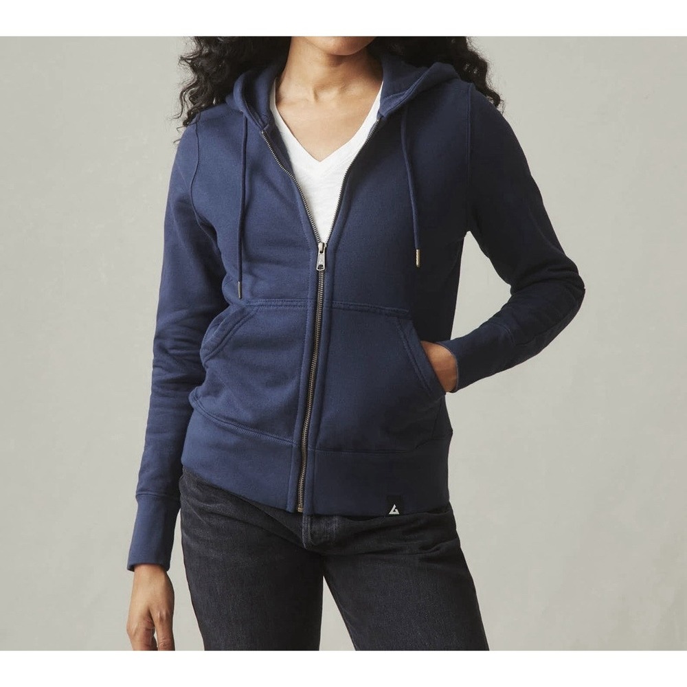 American Giant Full Zip Hoodie Womens M Blue Made in USA Heavyweight Cotton